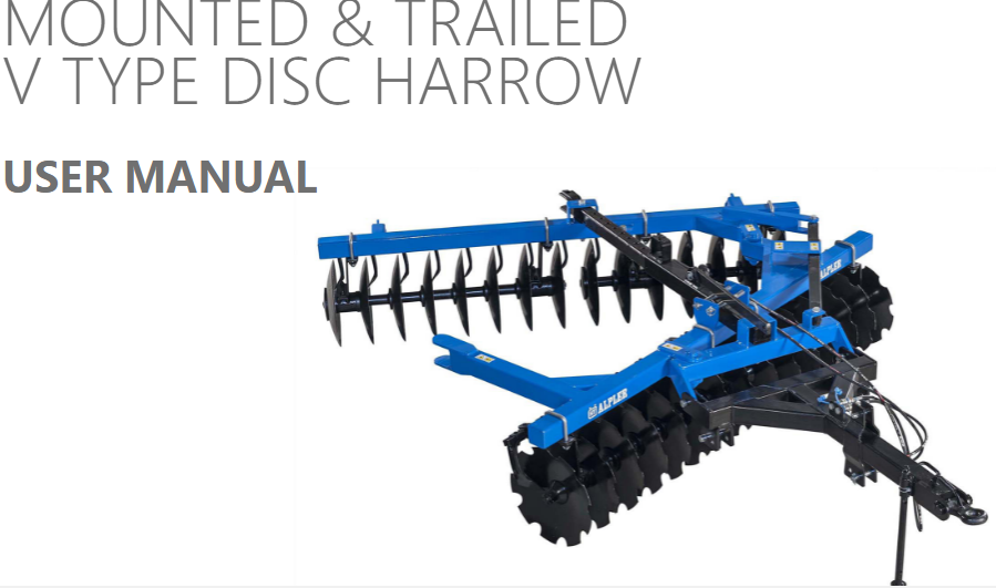 Mounted & Trailed V Type Disc Harrow Product Manuals