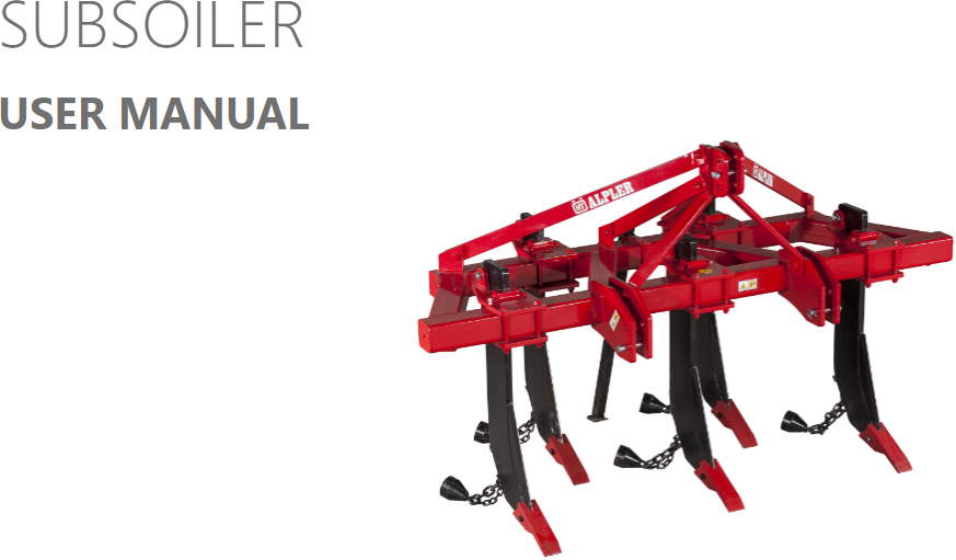 Subsoiler Product Manuals